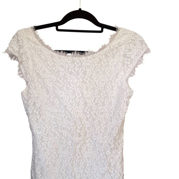 NWT Diane Von Furstenberg Barbara White Lace Mini Dress SZ 4 Rose Floral Bridal - Picture 3 of 11